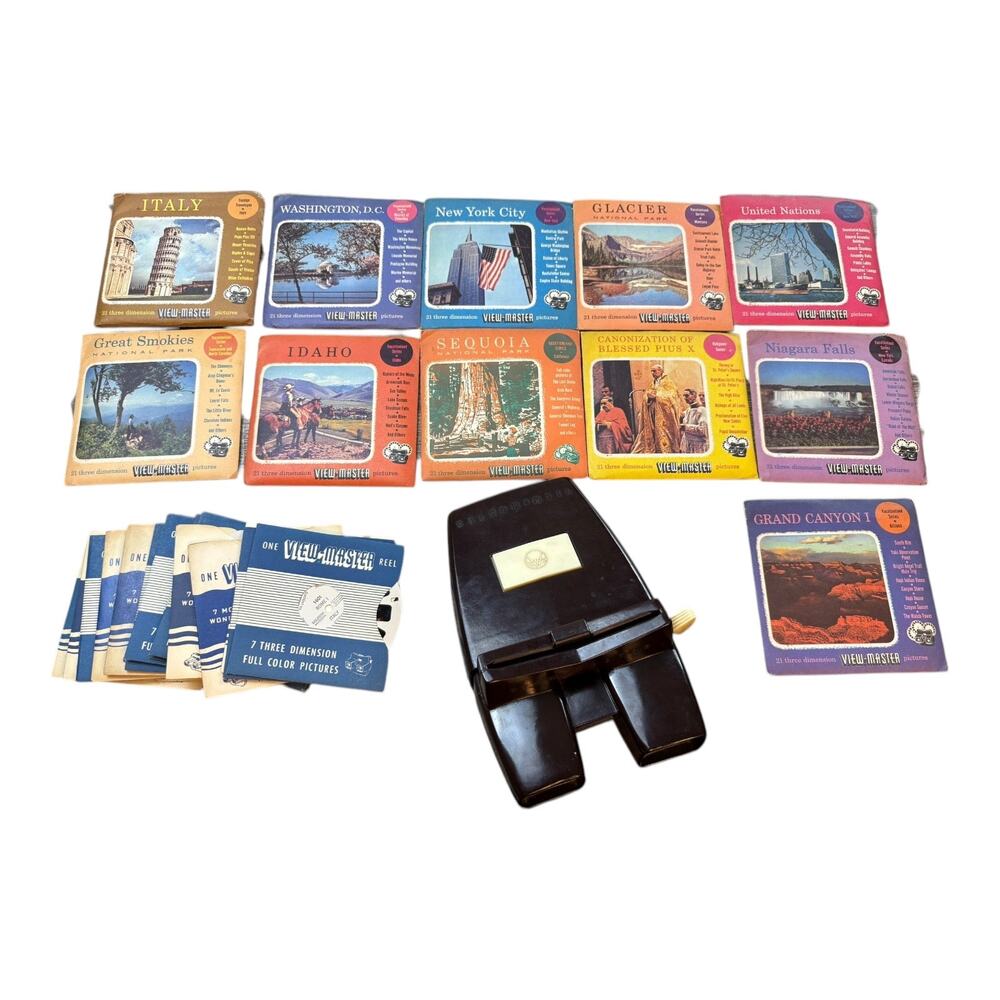 Vintage Sawyer's 1950's View-Master Model E‎ 3D Viewer Light Attachment 51 Reels